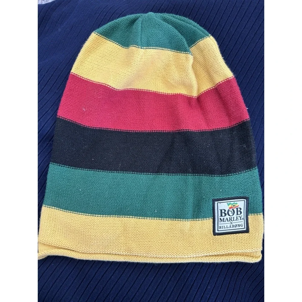 Bob Marley Billabong Red Yellow Black Green Y2k Beanie One Size Vtg